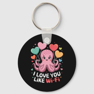 Octopus Met Hart Ballonnen Ik Hou Van Jou Als Wi-f Sleutelhanger