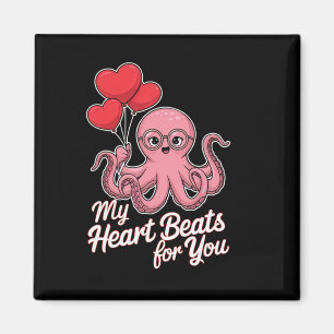Octopus Met Hart Ballonnen Mijn Hart Slaat Voor Jo Magneet