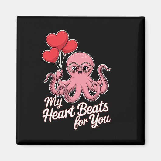 Octopus Met Hart Ballonnen Mijn Hart Slaat Voor Jo Magneet (Voorkant)