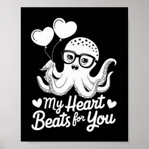 Octopus Met Hart Ballonnen Mijn Hart Slaat Voor Jo Poster