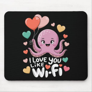 Octopus Met Hart Lloons Ik Hou Van Jou Als Van Wi- Muismat