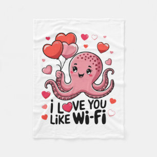 Octopus met hartballonnen Ik hou van je zoals Wi-F Fleece Deken
