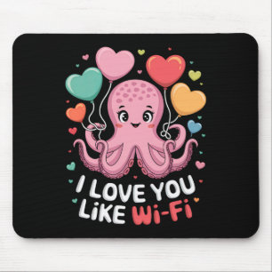 Octopus met hartballonnen Ik hou van je zoals Wi-F Muismat