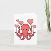 Octopus met hartballonnen Valentijnsdag octopus Kaart (Voorkant)
