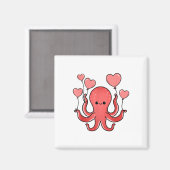 Octopus met hartballonnen Valentijnsdag octopus Magneet (Voorkant / Achterkant)