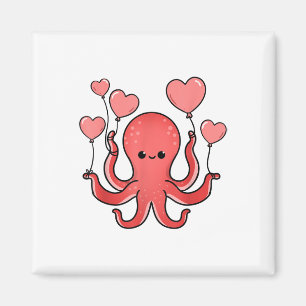Octopus met hartballonnen Valentijnsdag octopus Magneet