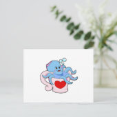 Octopus met hartbeker.PNG Briefkaart (Staand voorkant)