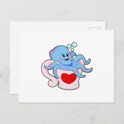Octopus met hartbeker.PNG Briefkaart (Voorkant / Achterkant)