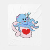Octopus met hartbeker.PNG Fleece Deken (Voorkant)
