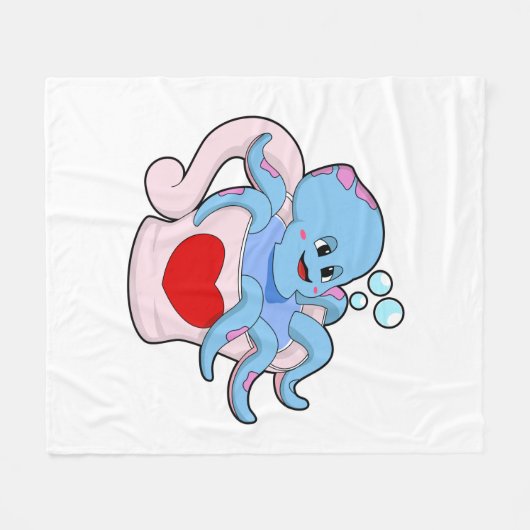 Octopus met hartbeker.PNG Fleece Deken (Voorkant (Horizontaal))