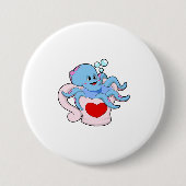 Octopus met hartbeker.PNG Ronde Button 7,6 Cm (Voorkant)