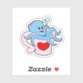 Octopus met hartbeker.PNG Sticker (Vel)