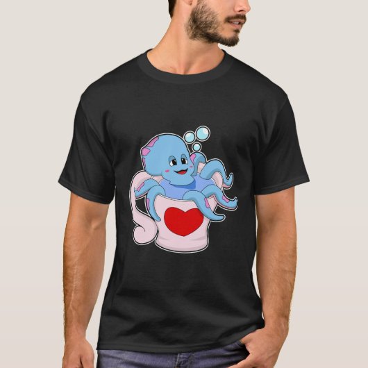 Octopus met hartbeker.PNG T-shirt (Voorkant)