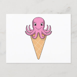 Octopus met ijscrème briefkaart