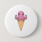 Octopus met ijscrème ronde button 7,6 cm (Voorkant)