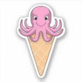 Octopus met ijscrème sticker (Voorkant)