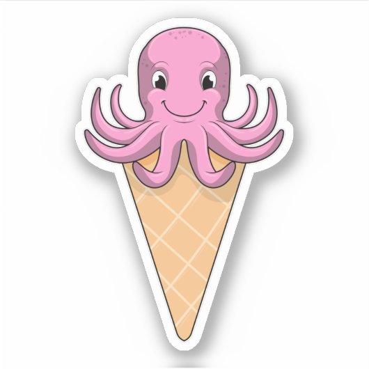 Octopus met ijscrème sticker (Voorkant)