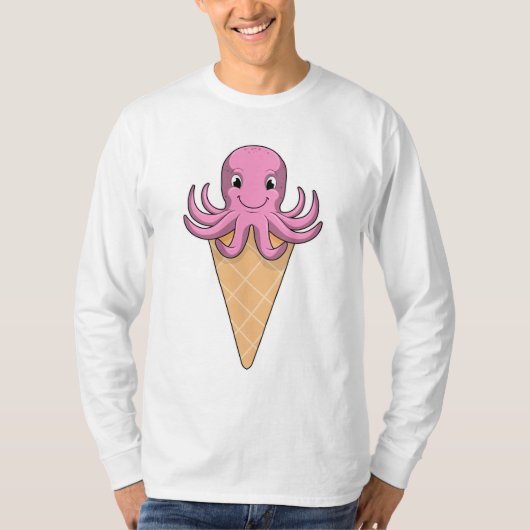 Octopus met ijscrème t-shirt (Voorkant)