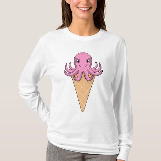 Octopus met ijscrème t-shirt (Voorkant)