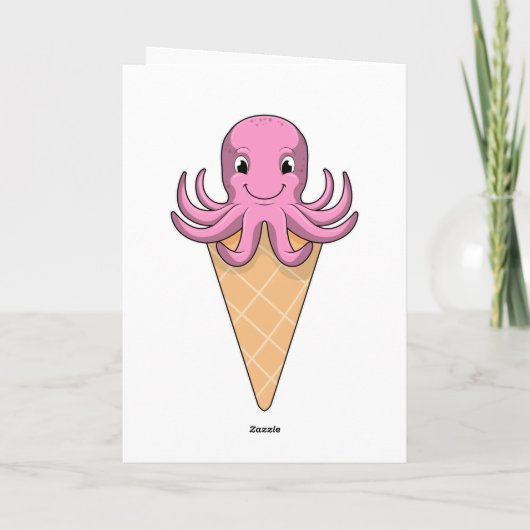 Octopus met ijshoorntje kaart (Achterkant)