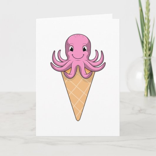 Octopus met ijshoorntje kaart (Voorkant)