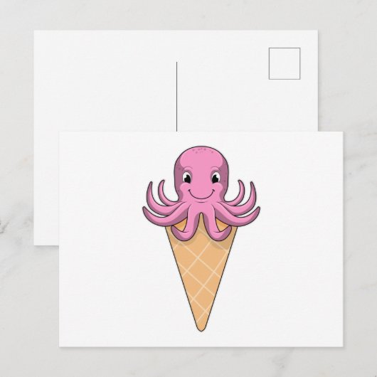Octopus met ijsje briefkaart (Voorkant / Achterkant)