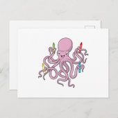 Octopus met kleurpotlood briefkaart (Voorkant / Achterkant)