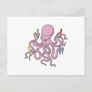 Octopus met kleurpotlood briefkaart