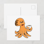 Octopus met kopje koffie briefkaart (Voorkant / Achterkant)