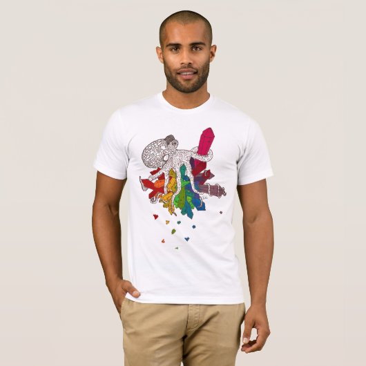 Octopus met kristallen t-shirt (Voorkant volledig)