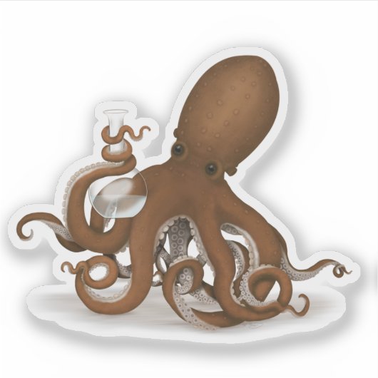 Octopus met Lab Flask Science Chemistry Steampunk Sticker (Voorkant)