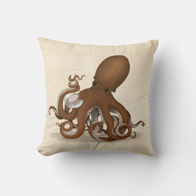Octopus met Lab Flask Steampunk Chemistry Science Kussen (Voorkant)