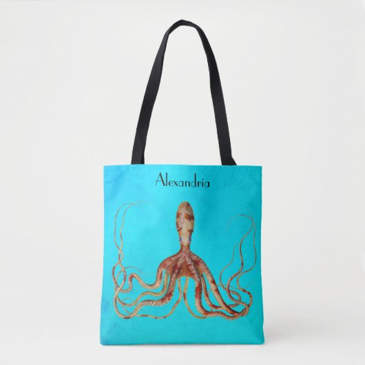 Octopus met lange tentakels op blauwe achtergrond tote bag (Voorkant)