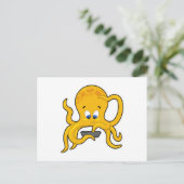 Octopus met laptop briefkaart (Staand voorkant)