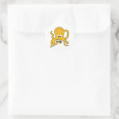Octopus met laptop ronde sticker (Tas)