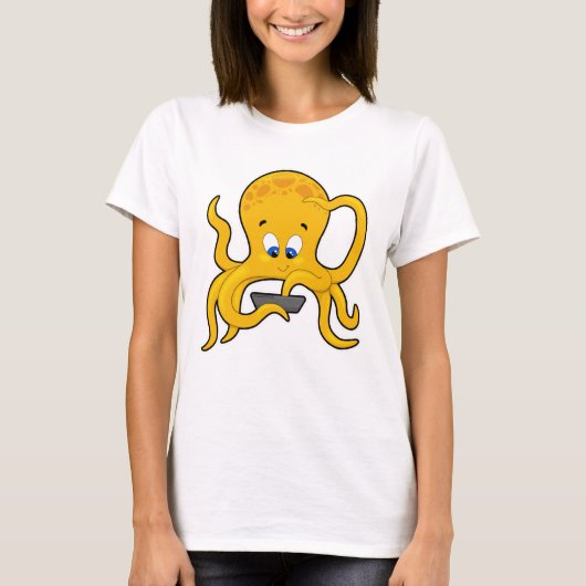Octopus met laptop t-shirt (Voorkant)