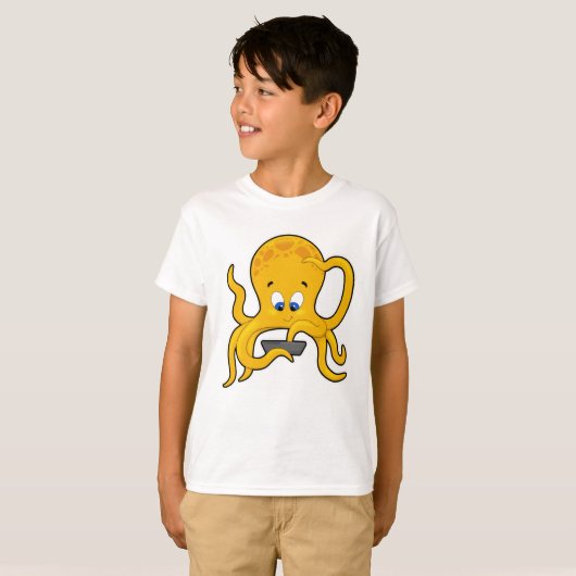Octopus met laptop t-shirt (Voorkant volledig)