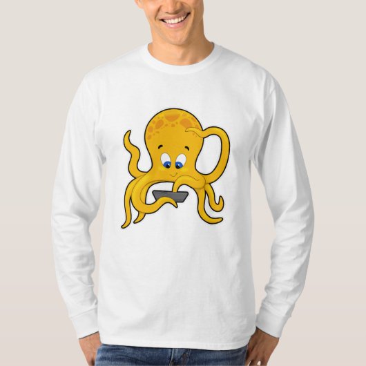 Octopus met laptop t-shirt (Voorkant)