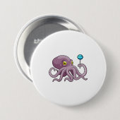 Octopus met Lollipop Ronde Button 7,6 Cm (Voorkant /achterkant)