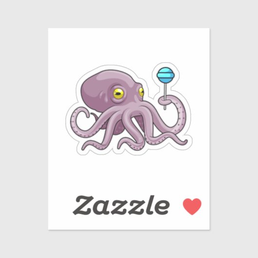 Octopus met Lollipop Sticker (Vel)