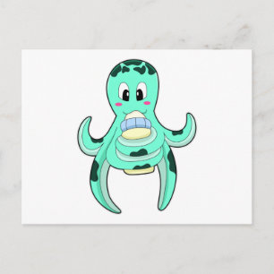 Octopus met melkfles briefkaart