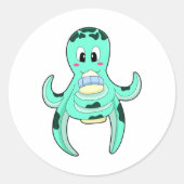 Octopus met melkfles ronde sticker (Voorkant)