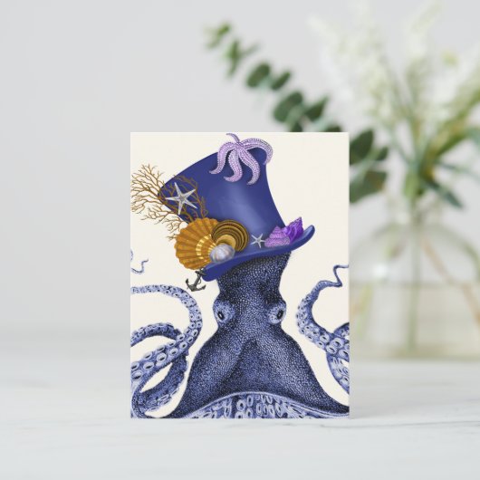 Octopus met Nautisch Pet Briefkaart (Staand voorkant)