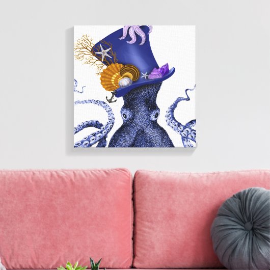 Octopus met Nautisch Pet Canvas Afdruk (Insitu (Woonkamer))