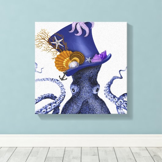 Octopus met Nautisch Pet Canvas Afdruk (Insitu (Houten vloer))