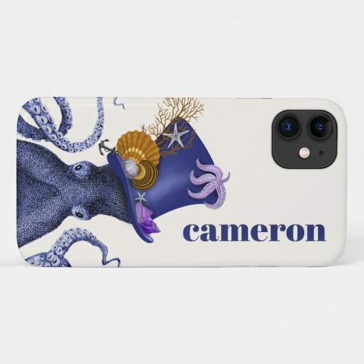 Octopus met Nautisch Pet Case-Mate iPhone Case (Achterkant (horizontaal))