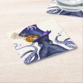 Octopus met Nautisch Pet Kartonnen Onderzetters (Schuin)