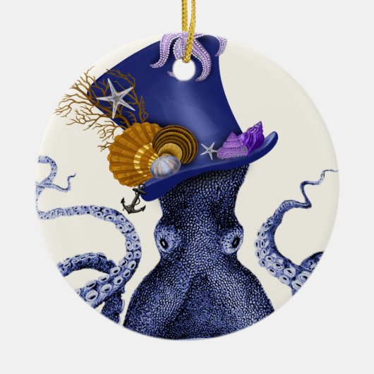 Octopus met Nautisch Pet Keramisch Ornament (Voorkant)