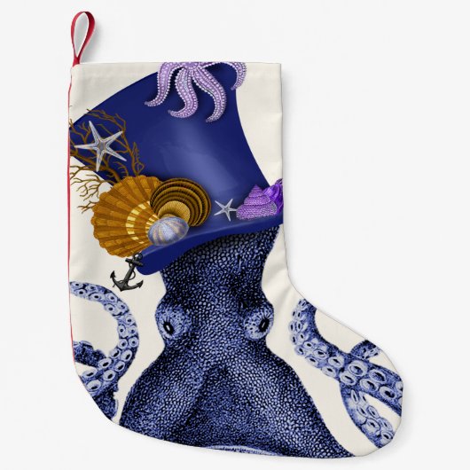 Octopus met Nautisch Pet Kleine Kerstsok (Voorkant)