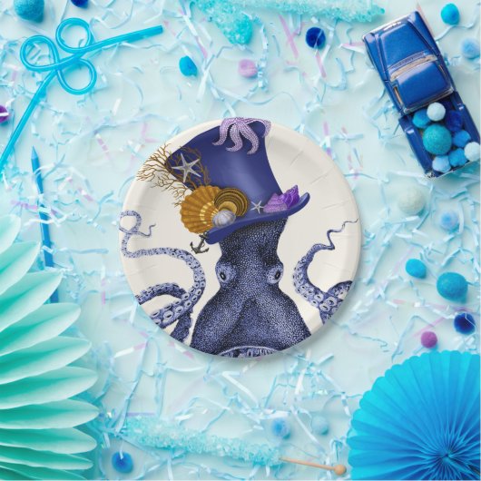 Octopus met Nautisch Pet Papieren Bordje (Feest)